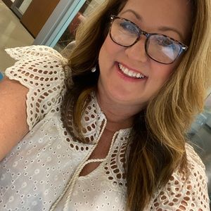 Eyelet lace ruffle sleeve blouse